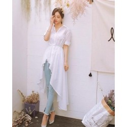 White Color cotton fabric up down kurti for jeans